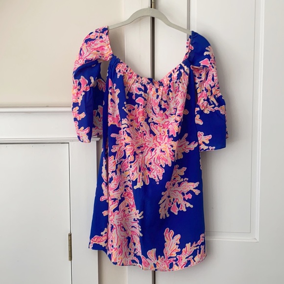 Lilly Pulitzer Sanilla Silk Dress Off The Shoulder - Picture 4 of 6